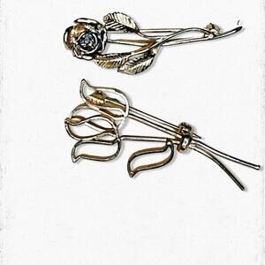 6062gc. Floral Brooch Lot Goldtone